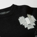 Litlookz Studio Grunge Pixel Hearts Knitted Sweater, view 3