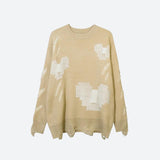 Litlookz Studio Grunge Pixel Hearts Knitted Sweater, view 6