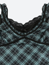 Litlookz Studio Grunge Plaid Lace Trim Top, view 3