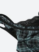 Litlookz Studio Grunge Plaid Lace Trim Top, view 5