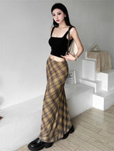 Litlookz Studio Grunge Plaid Maxi Skirt, view 4