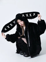 Litlookz Studio Grunge Rabbit Ear Plush Jacket, view 2