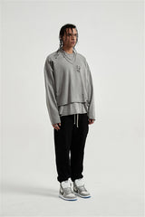 Litlookz Studio Grunge Ripped Layered Sweatshirt, view 4