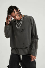 Litlookz Studio Grunge Ripped Layered Sweatshirt, view 6