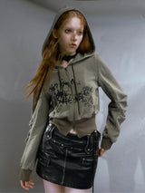 Litlookz Studio Grunge Ruched Sleeve Hoodie, view 2