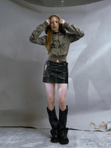 Litlookz Studio Grunge Ruched Sleeve Hoodie, view 4