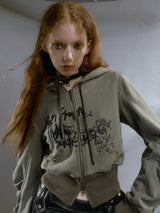 Litlookz Studio Grunge Ruched Sleeve Hoodie, view 5