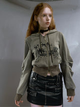 Litlookz Studio Grunge Ruched Sleeve Hoodie, view 6