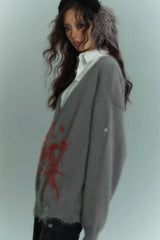 Litlookz Studio Grunge Scarf Tie Fluffy Cardigan, view 2