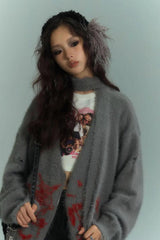 Litlookz Studio Grunge Scarf Tie Fluffy Cardigan, view 4