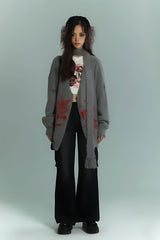 Litlookz Studio Grunge Scarf Tie Fluffy Cardigan, view 5
