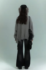 Litlookz Studio Grunge Scarf Tie Fluffy Cardigan, view 6