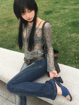 Litlookz Studio Grunge Sheer Mesh Top, view 3