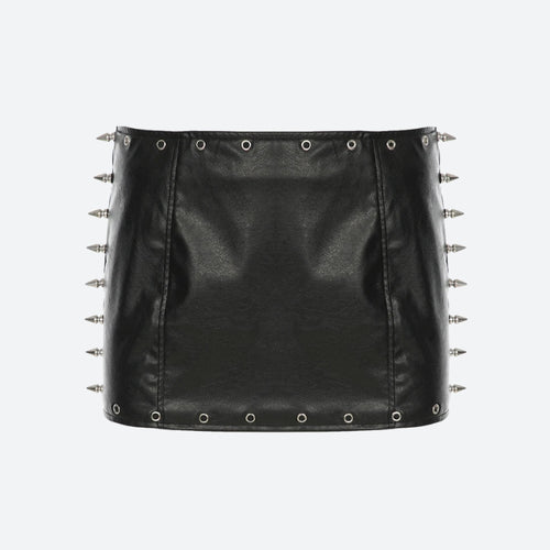 Litlookz Studio Grunge Spiked Faux Leather Mini Skirt