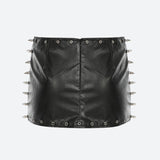 Litlookz Studio Grunge Spiked Faux Leather Mini Skirt, view 2