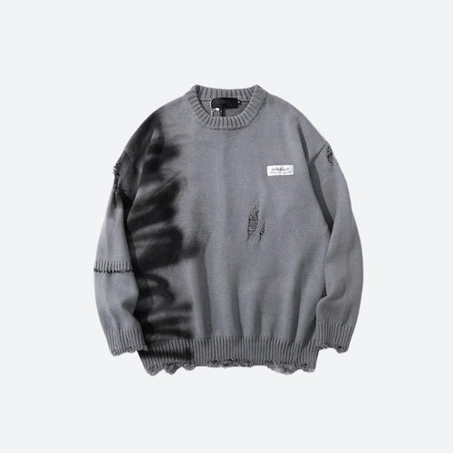 Litlookz Studio Grunge Spray Paint Distressed Knitted Sweater