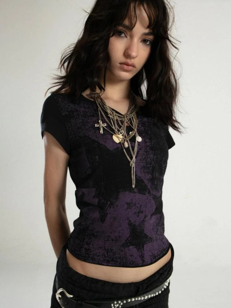 Litlookz Studio Grunge Star Printed Top