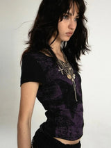 Litlookz Studio Grunge Star Printed Top, view 2