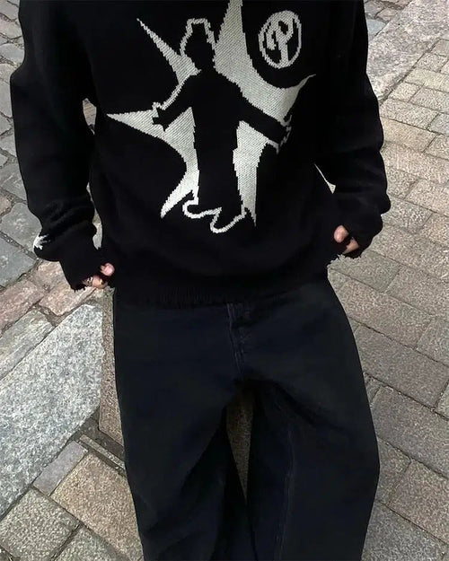 Litlookz Studio Grunge Starboy Distressed Knitted Sweater