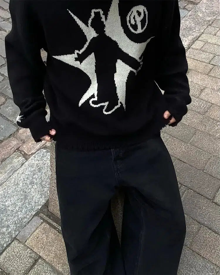 Litlookz Studio Grunge Starboy Distressed Knitted Sweater