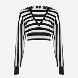 Litlookz Studio Grunge Striped Hooded Crop Top, view 2