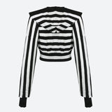 Litlookz Studio Grunge Striped Hooded Crop Top, view 3