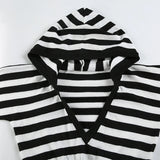 Litlookz Studio Grunge Striped Hooded Crop Top, view 4