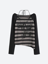 Litlookz Studio Grunge Striped Off Shoulder Top, view 4