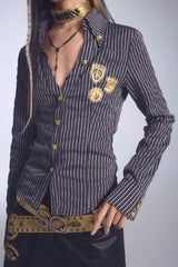 Litlookz Studio Grunge Striped Shirt, view 3
