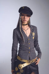 Litlookz Studio Grunge Striped Shirt, view 4