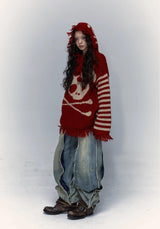 Litlookz Studio Grunge Tasseled Hooded Sweater, view 3