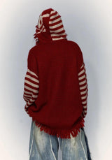 Litlookz Studio Grunge Tasseled Hooded Sweater, view 4