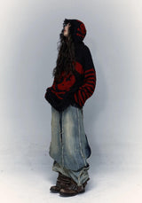 Litlookz Studio Grunge Tasseled Hooded Sweater, view 6