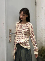 Litlookz Studio Grunge Text Print Top, view 3