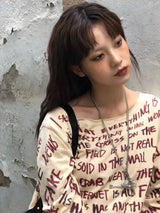 Litlookz Studio Grunge Text Print Top, view 4