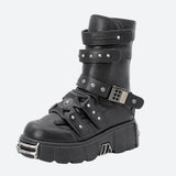 Litlookz Studio Grunge Velcro Straps Chunky Platform Boots, view 3