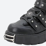 Litlookz Studio Grunge Velcro Straps Chunky Platform Boots, view 5
