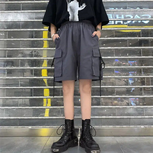 Litlookz Studio Grunge Wide Leg Cargo Shorts
