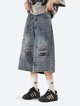 Litlookz Studio Grunge Wide Leg Denim Shorts, view 2