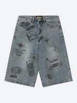 Litlookz Studio Grunge Wide Leg Denim Shorts, view 4