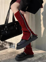 Litlookz Studio Grunge Zip-Up Knitted Leg Warmers, view 4