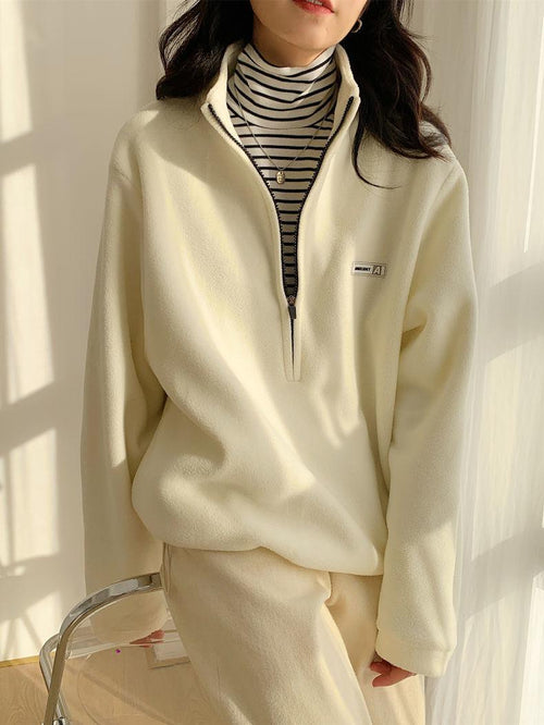 Litlookz Studio Half Zipper Fleece Sweatshirt
