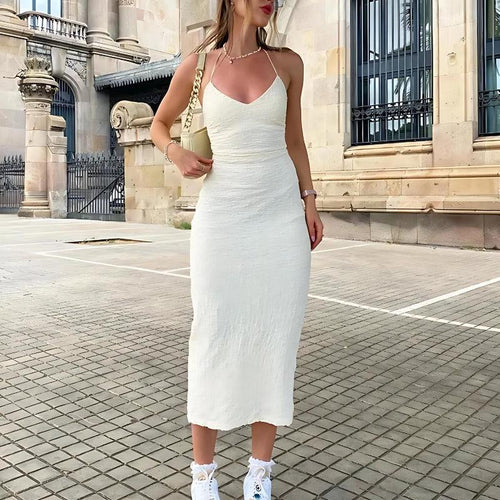Litlookz Studio Halter Neck Backless Split Midi Dress