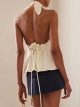 Litlookz Studio Halter Neck Lace Up Ruched Top, view 2