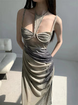 Litlookz Studio Halter Neck Maxi Dress, view 3
