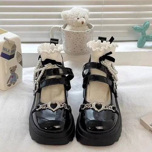Litlookz Studio Heart Accessory Chunky Platform Mary Jane Shoes