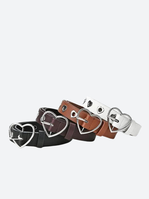 Litlookz Studio Heart Buckle Faux Leather Belt