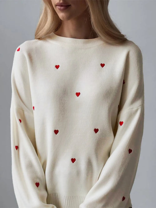 Litlookz Studio Heart Embroidered Sweater