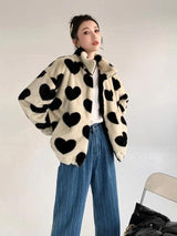 Litlookz Studio Heart Pattern Teddy Jacket, view 2