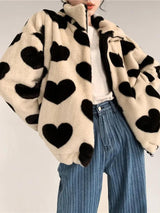 Litlookz Studio Heart Pattern Teddy Jacket, view 3